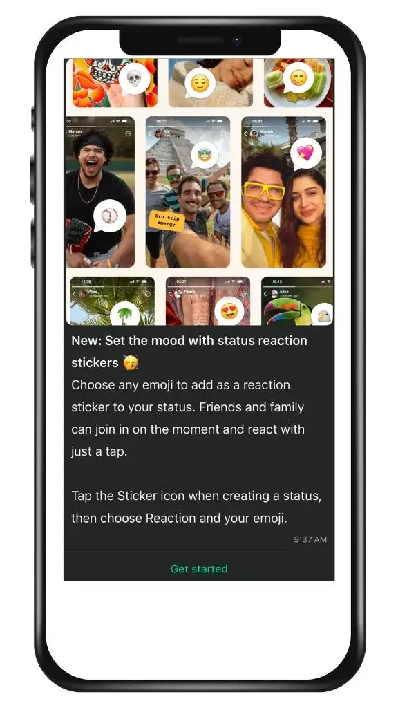 Set the Mood With Status Reaction Stickers